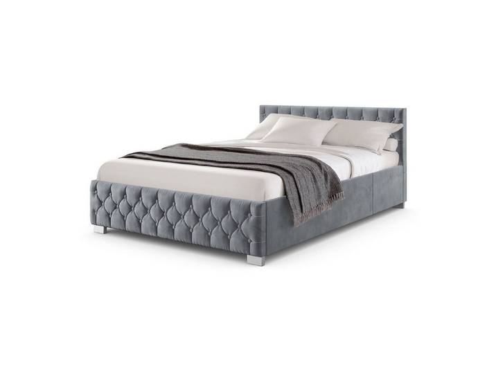 Juskys Polsterbett Nizza, Stauraum, LED Licht, Chesterfield Steppung, Samtbezug