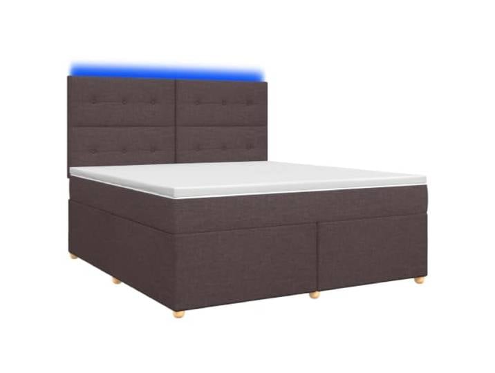 RJPLMFV Boxspringbett mit Matratze, Dunkelbraun, 140 x 200 cm Verstellbarer Kopf, LED, USB, mittelfest, waschbar, Holz