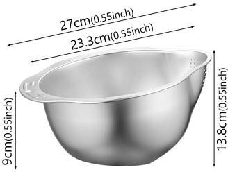 Friendly Fresh Finds Stainless Steel Rice Washer Strainer Bowl Ideal For Washing Fruits, Vegetables & Grains silvery