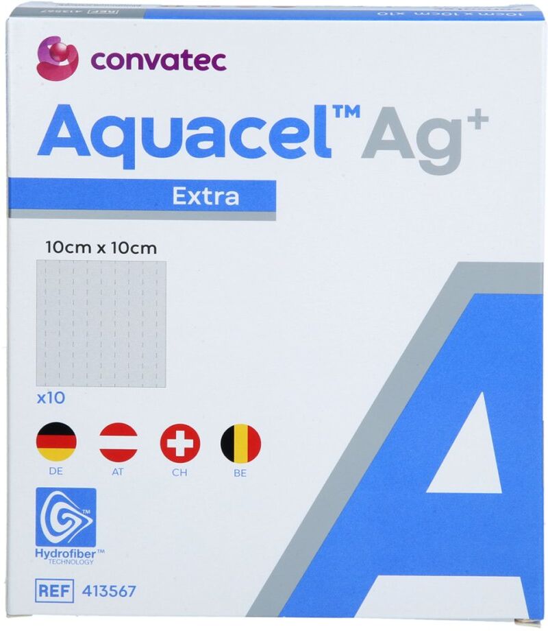 Aquacel Ag+ Extra 10x10 cm Kompressen 10stk