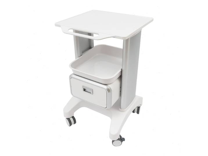 Chariot de salon, chariot utilitaire roulant en ABS avec tiroir et 2 plateaux, chariot de rangement mobile pour salon de beauté, clinique, cabinet dentaire ﻿