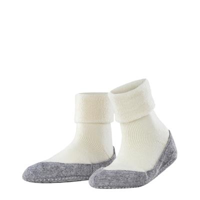 Haussocken FALKE "Cosyshoe", Damen, Gr. 41-42, Sockengröße, weiß (2049, off, weiß), Polyamid, Schurwolle, unifarben, Socken, mit Merinowolle