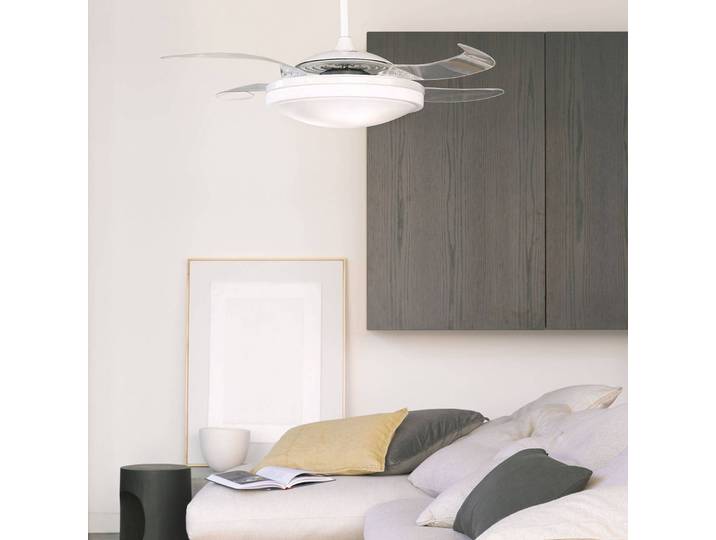 Beacon Lighting LED-Deckenventilator Fanaway Evo 1 weiß 121 cm leise LED, dimmbar, klar / transparent, für Wohn- / Esszimmer, Kunststoff, Design