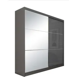 SCHWEBETÜRENSCHRANK Viva 200/216/61 graphit mit Spiegel