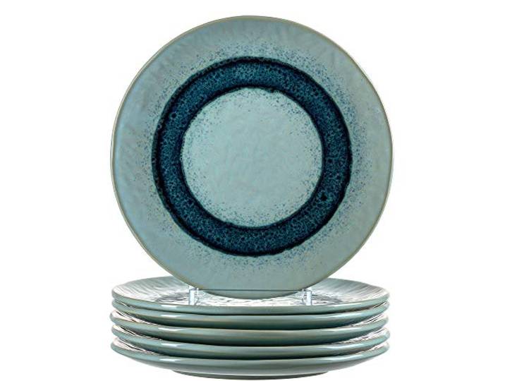 Leonardo Matera Keramik-Teller 6-er Set, spülmaschinengeeignete Speise-Teller, Essteller mit Glasur, 6 runde Steingut-Teller blau, Ø 22,5 cm, 018544