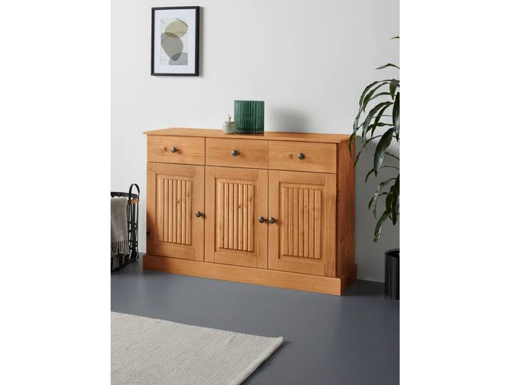 Sideboard OTTO HOME Liotta , beige (natur gebeizt, gewachst), B:118cm H:80cm T:34cm, FSC-zertifiziertes Massivholz, Sideboards, Sideboard, Kommode mit 2 Schubkästen u. 2 verstellbare Einlegeböden