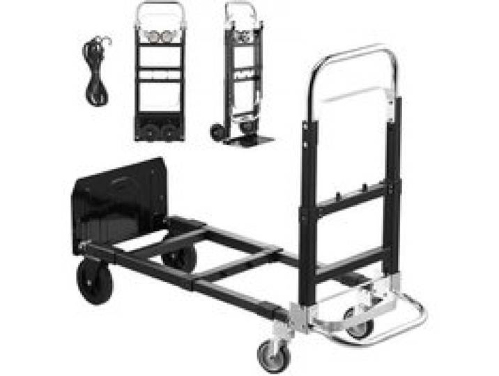 VEVOR 2-in-1-Sackkarre, zusammenklappbar, 227 kg Tragkraft im 4-Rad-Modus, umwandelbarer Transportwagen mit verstellbarem Griff, Handkarre, Transportkarre für Umzüge, Büro, Lager