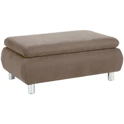 HOCKER Kaye Bezug Veloursstoff Metallfuß verchromt / sahara