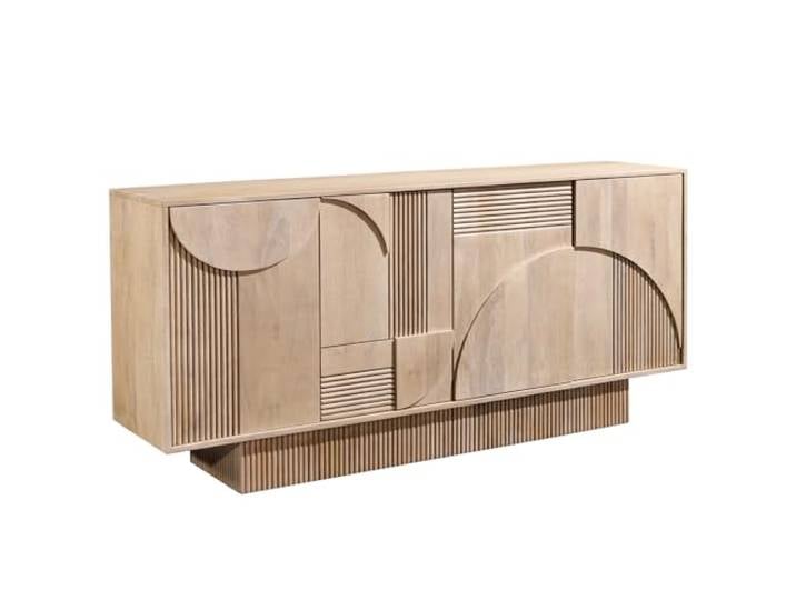 Riess Ambiente Sideboard Art Deco - 170x80x38cm - weiß gekälkt - Mangoholz Montiert geliefert, pflegeleichte Oberfläche, natürliche Maserung, edle Optik, vielseitig einsetzbar