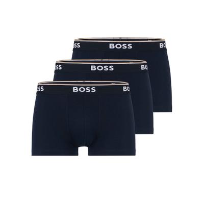 Trunk BOSS "TRUNK 3 PACK", Herren, Gr. XXL, 3 Stk., Jersey, blau (navy), Jersey, Obermaterial: 95% Baumwolle, 5% Elasthan, unifarben, körpernah, Unterhosen, BOSS Schriftzug auf dem Bund