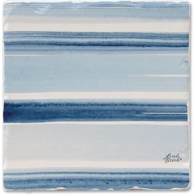 Thirstystone "Ocean Tides 4Pack Stone Coaster with Protective Cork Backing Manufactured in The USA 4"" Square, Colorful, Wipes Clean"