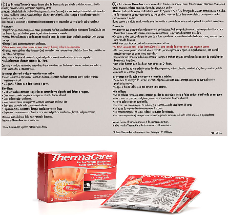 Thermacare patchs thermiques hanche lombaire 2 u