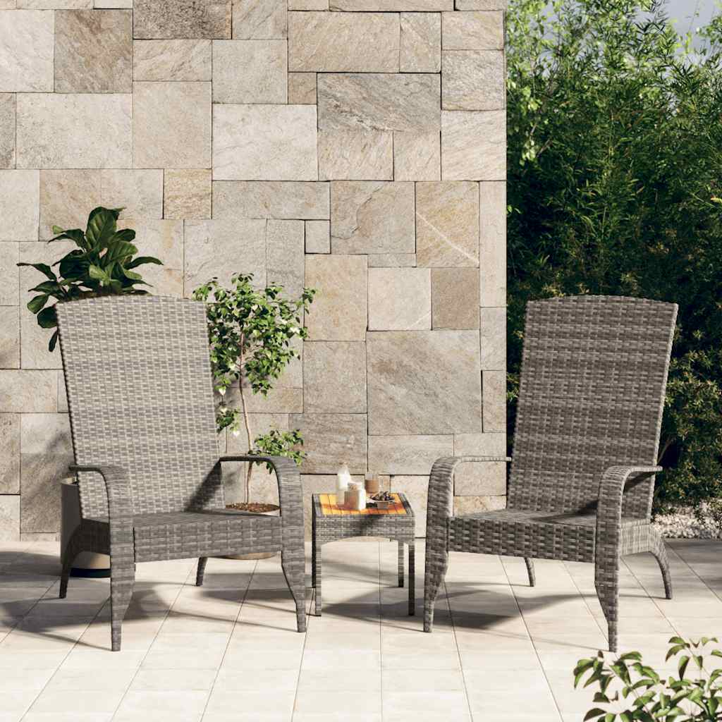 vidaXL Silla de jardín Adirondack de ratán sintético gris Gris
