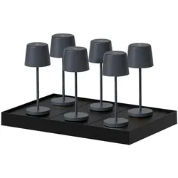 Lumisky 6 MINI KELLY Lampen + Ladestation Stahl Grau anthrazit