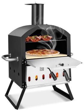 Costway Outdoor Pizza Oven with Anti-scalding Handles and Foldable Legs-Black