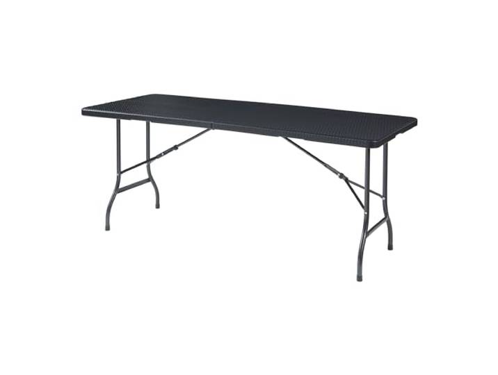 [en.casa] Klapptisch Mark Gartentisch Campingtisch klappbar 180 x 75 x 72 cm tragbar rechteckig Picknicktisch Outdoor Rattanoptik, Schwarz