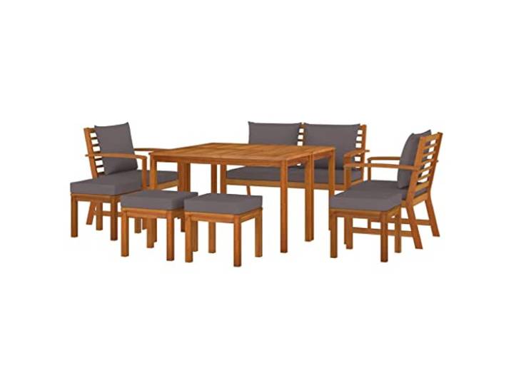 vidaXL Ensemble à Manger de Jardin Coussins 9 pcs Bois Acacia\, Ensemble de Salle à Manger\, Ensemble de Salle à Manger d'extérieur\, Ensemble de mobilier d'extérieur
