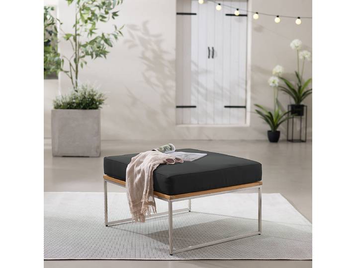 Loungehocker Webstoff Braun/Grau/Anthrazit 70 x 43 x 70cm
