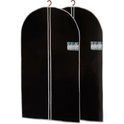 Kleiderschutzhülle 2er-Set Schwarz - Optimaler Staub- & Knitterfalten-Schutz für Zuhause & Reisen - Mit Reissverschluss, Beschriftungsfenster