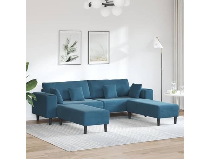 HEFZGDB Modernes Samtsofa mit Kissen 3-teilig Blau 208 cm – Elegantes Velours Design für stilvolles Wohnzimmer, strapazierfähige Konstruktion mit Federkern-Komfort und platzsparender