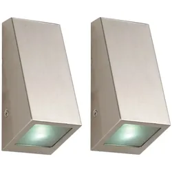 2er Set Smart Wand Leuchte Down Edelstahl Lampe Sprachsteuerung App Außen Beleuchtung im Set inkl. RGB LED Leuchtmittel