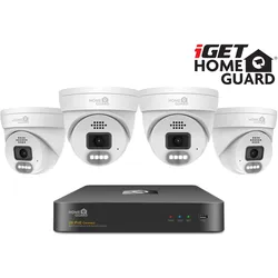 iGet HGNVK84804 - Kamera-PoE-Set, 2K Auflösung, 8-Kanal NVR + 4x Kamera mit Ton, IR + LED, CZ-App, Netzwerkkamera, Schwarz