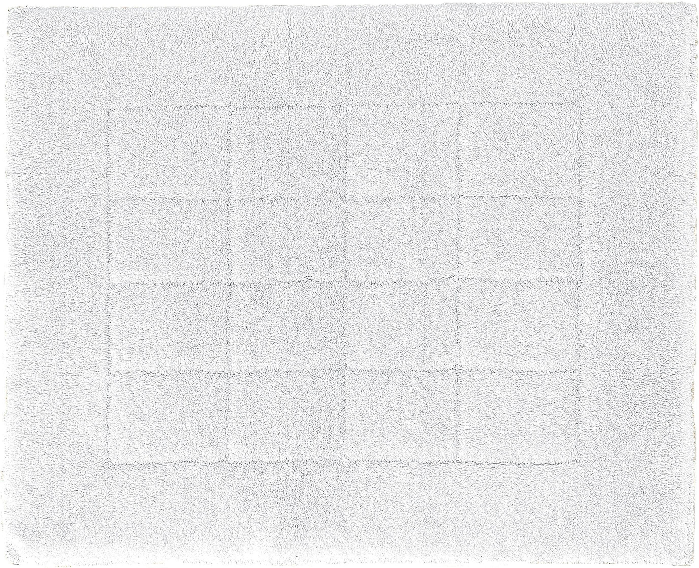Badematte VOSSEN "Exclusive" Gr. 2, weiss (weiß), H:20mm, Baumwolle, Badematten, Badematte, Badteppich, Uni-Farben, Karo Muster, Hoch-Tief Effekt, reine Baumwolle weiß rechteckig (55cm x 65cm )