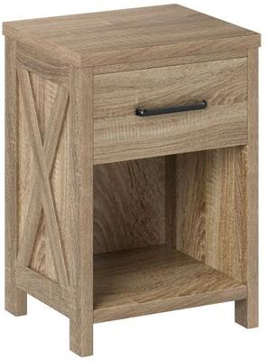 Costway Nightstand with Drawer and Shelf-Natural