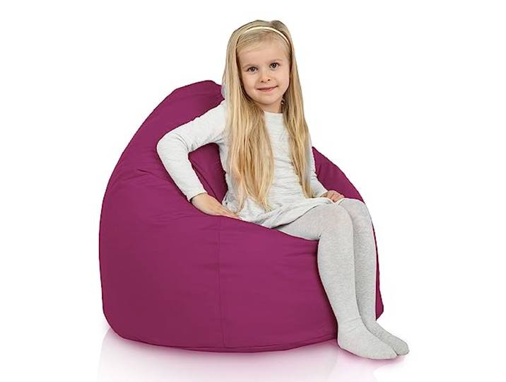 Italpouf Kindersitzsack L, Sitzkissen, Indoor & Outdoor, Sitzsack Sessel für Kinder, EPS Perlen Füllung, Abnehmbarer Bezug, Wasserdicht, Zertifiziert, Fuchsie
