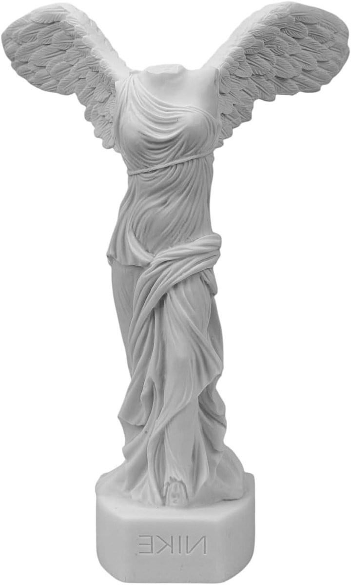 Gevleugelde Overwinning Standbeeld - Griekse Beeldhouwkunst Replica - Wit - Hoogte: 23 cm