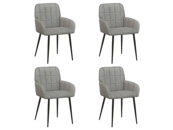 KGHERMDF Esszimmerstühle 4 Stück Samt Hellgrau 56,5 x 50 x 86 cm Metallbeine, Armlehnen, Ergonomische Neigung, Pflegeleicht, Für Esszimmer
