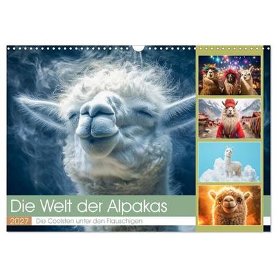 Die Welt der Alpakas (Wandkalender 2027 DIN A3 quer), CALVENDO Monatskalender