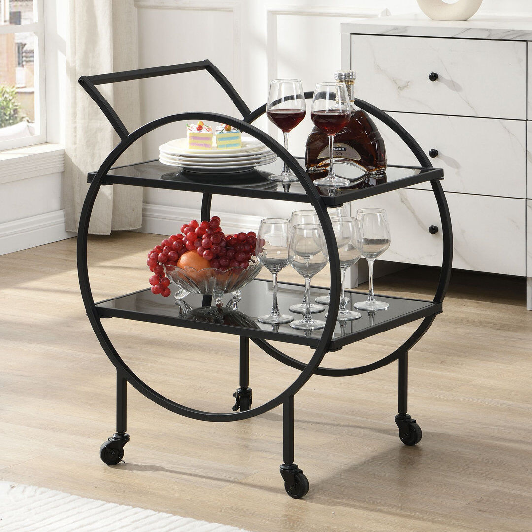 Wohnling Steel Bar Cart Black 83cm H X 45cm W X 46cm D