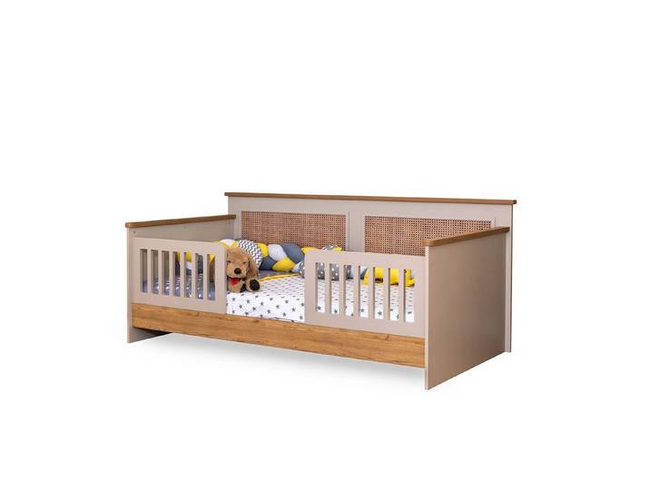 JVmoebel Kinderbett Elegantes braunes Designer-Kinderbett aus Holz und Textil (1-tlg., Kinderbett), Made in Europa