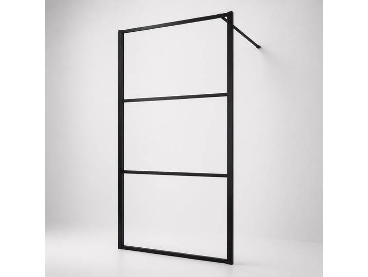Walk-in-Dusche WELLTIME Walk In Black Blocks Clear , schwarz, B:90cm H:190cm, Duschwände, Walk-in-Dusche