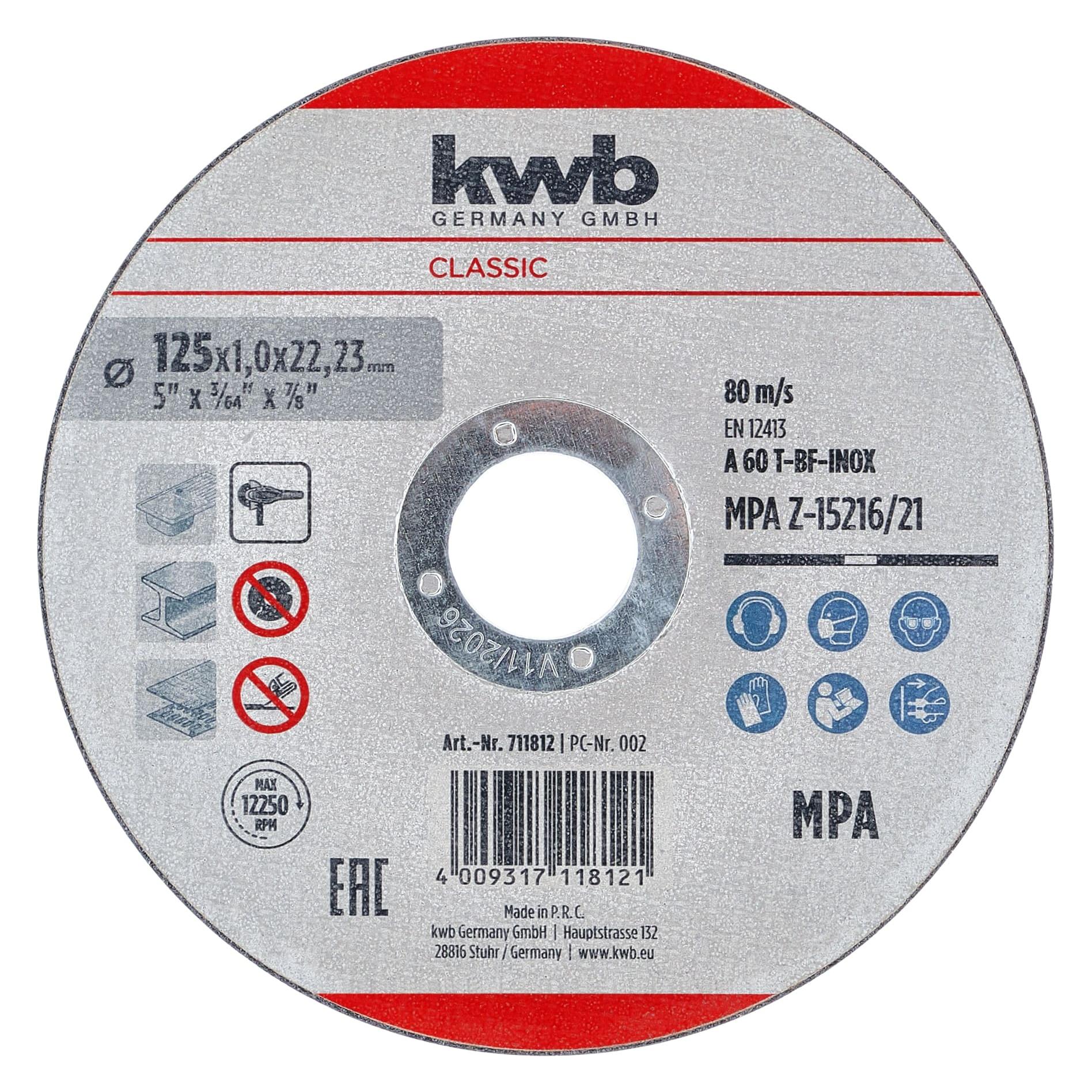 kwb 711812 Trennscheibe gerade 125 mm 1 St. Stahl (711812)