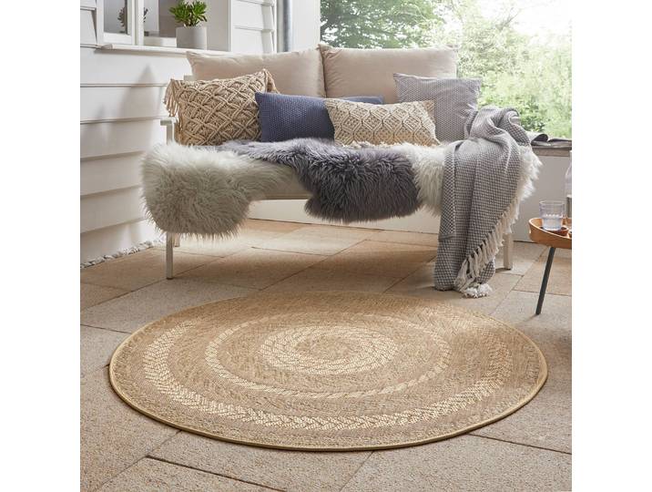 In- & Outdoorteppich Almendro Braun/Sand Polypropylen Ø 160cm