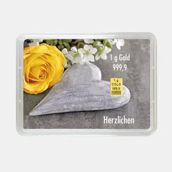 Goldbarren 1g "Stein+Ringe/Hochzeit" (Flip)