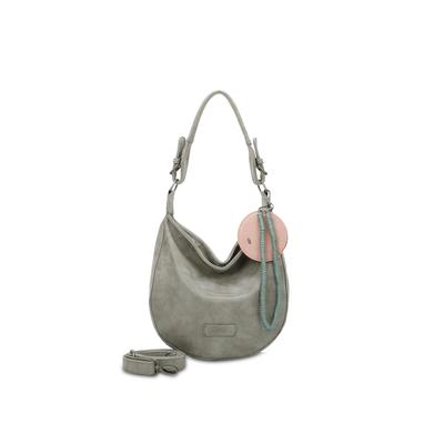 Schultertasche FRITZI AUS PREUSSEN "Fritzi Hobo", Damen, Gr. B/H/T: 10cm x 31cm x 33cm, grau, Lederimitat, unifarben, Taschen Schultertasche, mit abnehmbaren Schultergurt