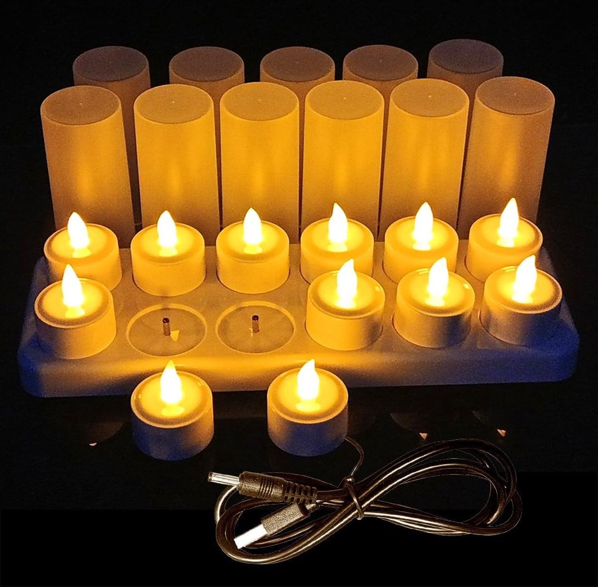 Ayangoods Oplaadbare LED Theelichtjes Set met Laadstation