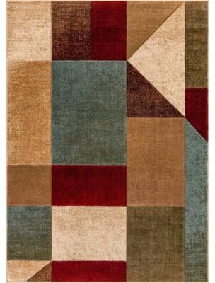 Well Woven Good Vibes Marcia Modern Geometric Area Rug - Multi-Color High-Low Block Pattern