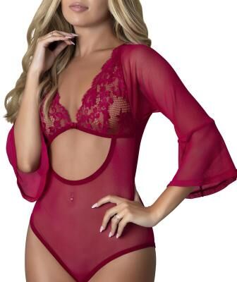 Magic Silk Black Cherry 3/4 Sleeve Playsuit