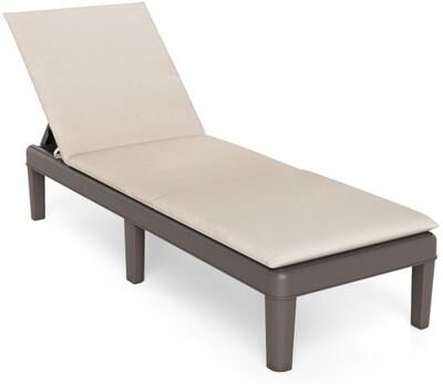Costway Patio Lounge Outdoor Recliner Chair with Cushion 3-Position Adjustable Backrest-Beige