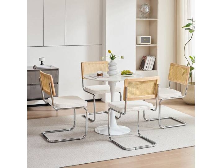 Ensemble table et 4 chaises - HJhomeheart - Plateau de table en MDF et chaises rembourrées - Design moderne et confortable