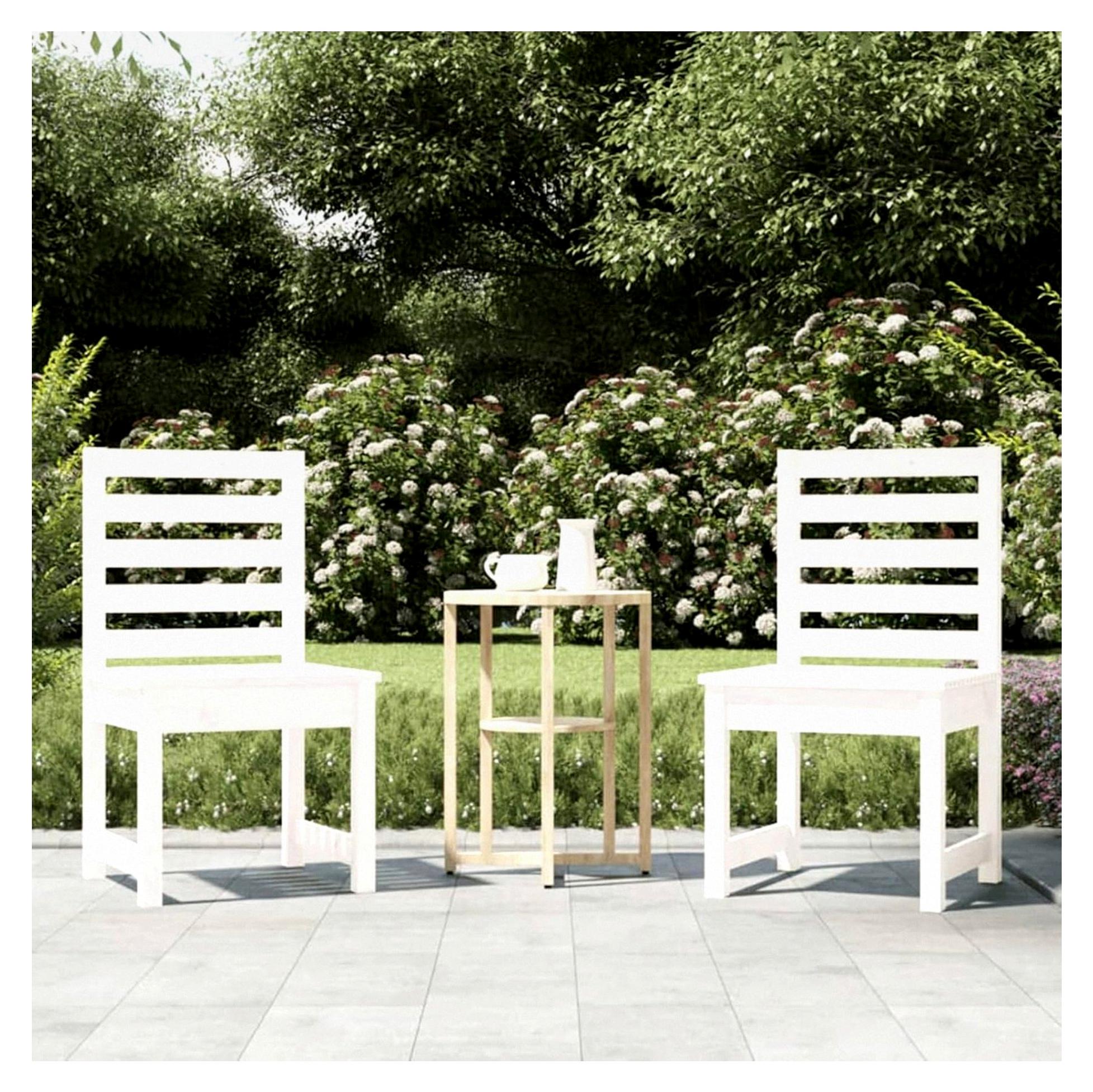 Gartenstühle 2 Stück Relaxsessel Garten Gartensessel Outdoor Weiß 50x48x91,5 cm Kiefernholz