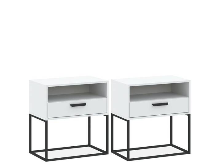 Lot de 2 tables de chevet hautes et larges RECTUS - L60 cm - Blanc