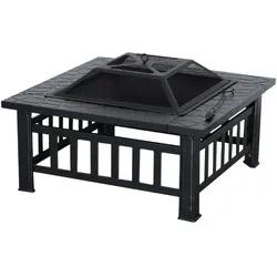 MCombo Feuerschale,Feuerkorb Terrassenfeuer mit Grillrost, Gartenfeuer Feuerstelle 0039BK