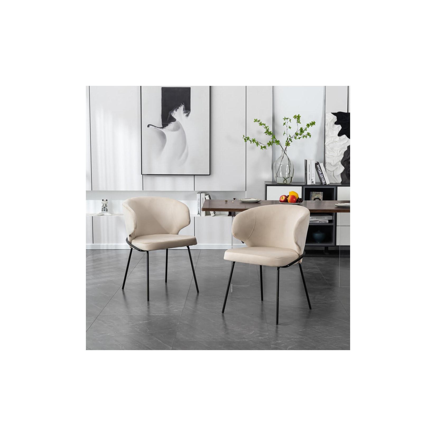 HOME DELUXE Esszimmerstuhl AMARA Samt - 6er Set Beige