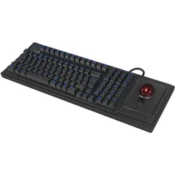 KeySonic KSK-8202ELU-T (DE), mechanische Full-Size Tastatur mit großem Trackball, QWERTZ DE Layout, Hintergrundbeleuchtung, USB, schwarz