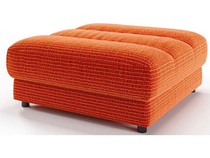 Polsterhocker 3C CANDY Stripes , orange (aperol), B:100cm H:43cm T:100cm, 100% Polyester, Hocker, Polsterhocker, Passend zur Serie Stripes, Chenille-Bezug
